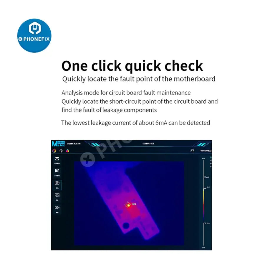 MaAnt 3D Super Thermal Imager Camera for Phone PCB Fault Testing, thermal imaging device with ergonomic design and detailed thermal view.