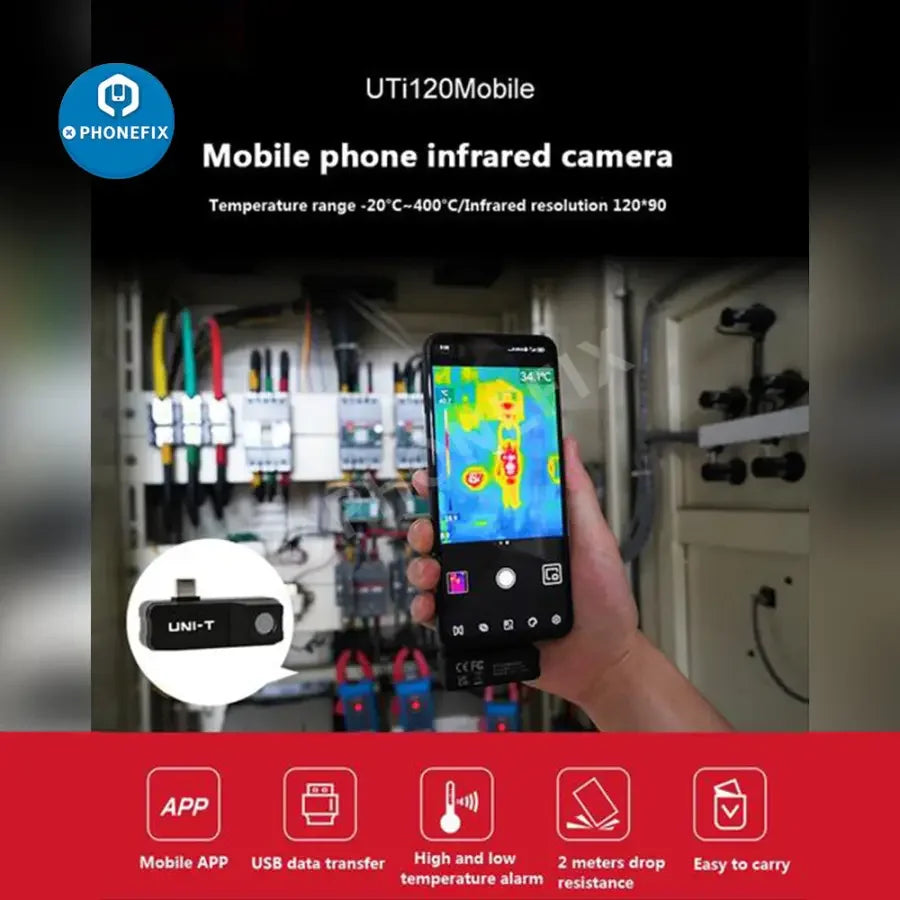 PHONEFIX UTi120 thermal imaging camera for Android phones with Type-C port, infrared camera for thermal imaging detection.