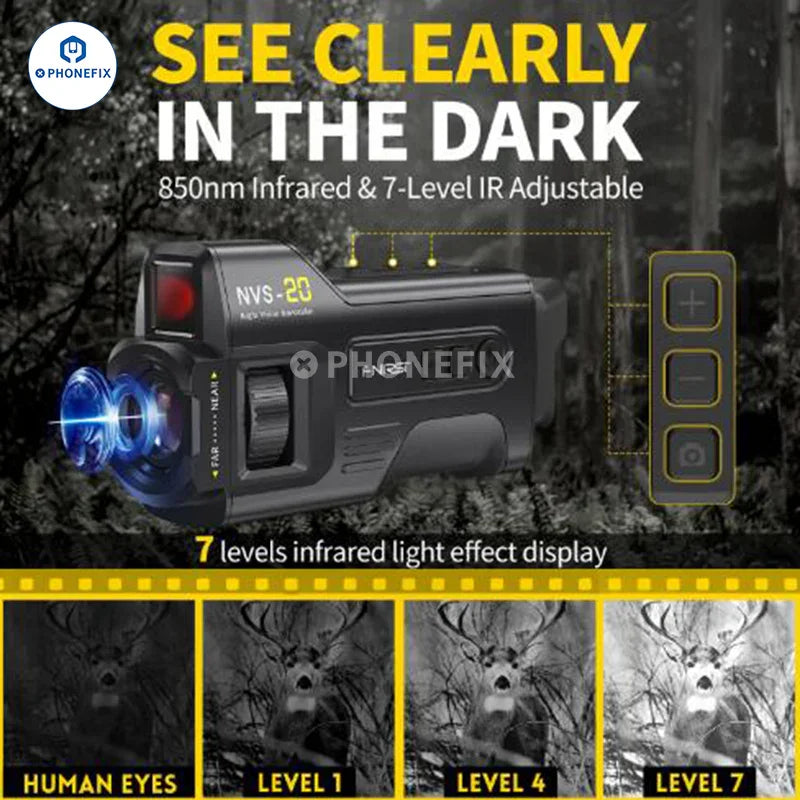 PhoneFix FNIRSI NVS-20 4K 6X infrared digital zoom night vision device with thermal imaging camera.