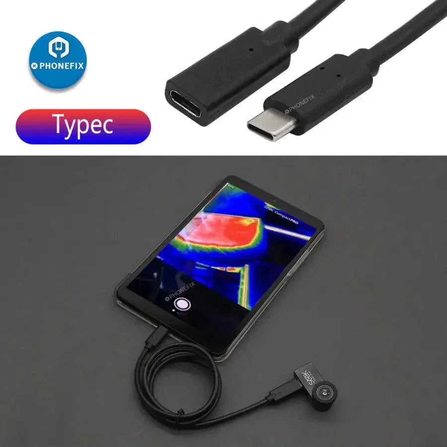 Android Lightning extension cable for SEEK Thermal Camera, connects thermal imaging camera to iPhone or Android devices.