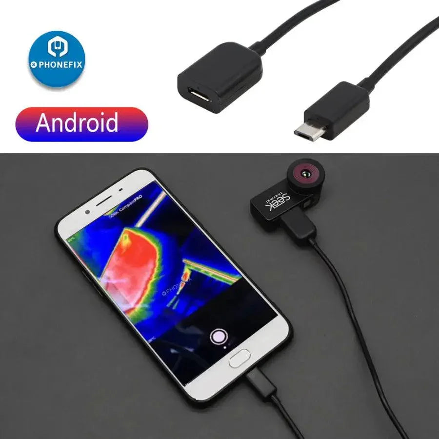 Android Lightning extension cable for SEEK Thermal Camera, compatible with thermal imaging cameras by PHONEFIX.