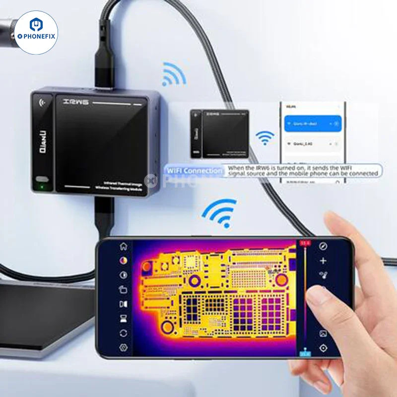 Wireless thermal imaging camera module by PHONEFIX, infrared thermal imager for wireless data transfer and thermal analysis.
