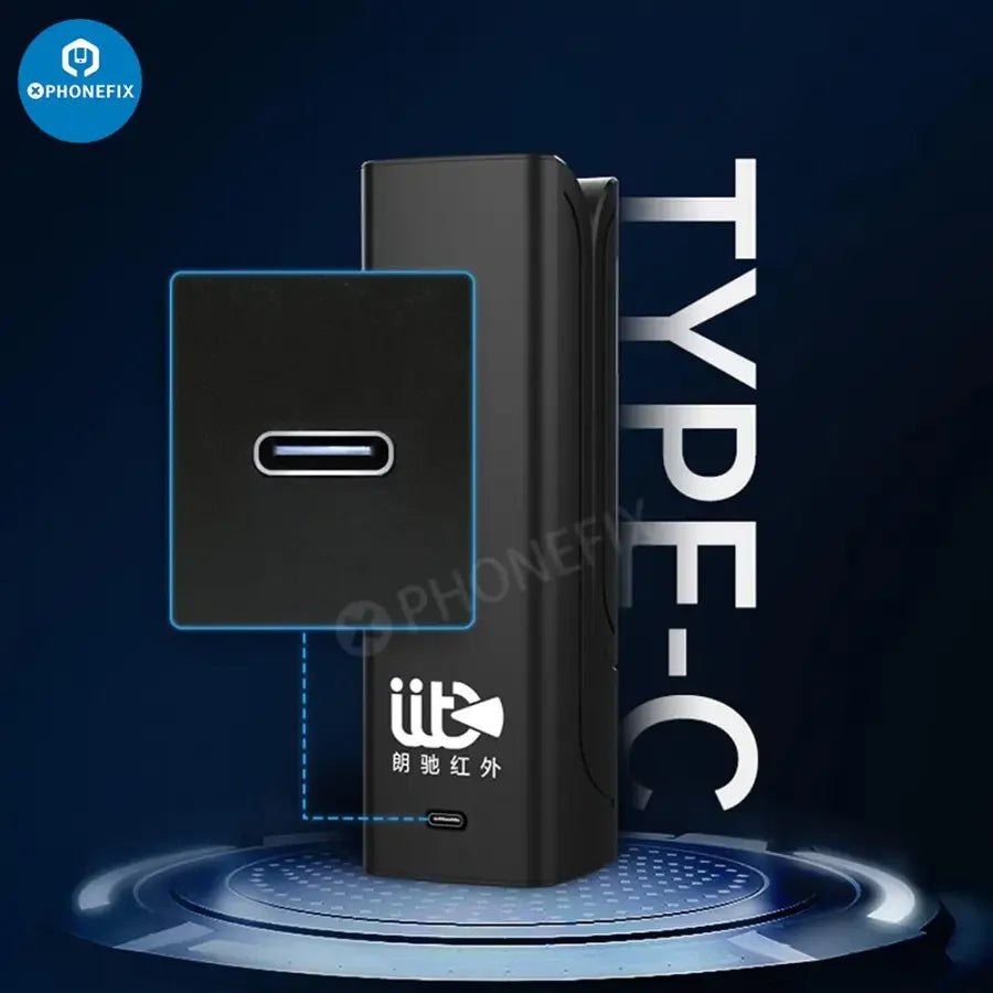 Caméra thermique infrarouge ShortCam II pour le diagnostic et la réparation de circuits imprimés, par PHONEFIX, présentant un capteur thermique et une conception compacte.
