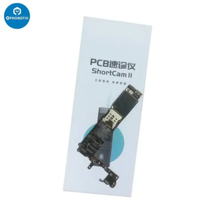 Caméra thermique infrarouge ShortCam II utilisée par PHONEFIX pour le diagnostic et la réparation des circuits imprimés, montrant les schémas de chaleur thermique sur les cartes de circuits imprimés.