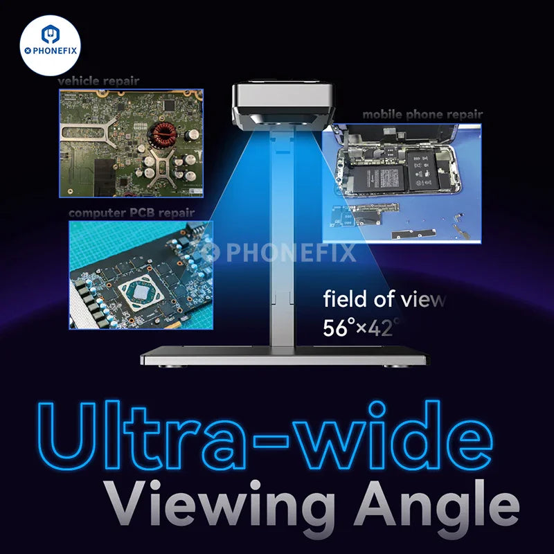 PHONEFIX ShortCam III 4K dual-light thermal imaging camera showing front view with thermal sensor and built-in program display.
