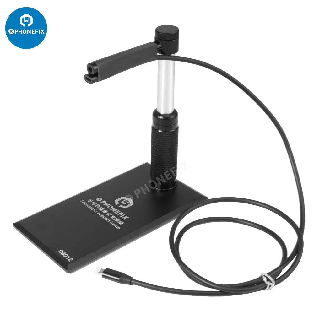 PhoneFIX universal phone holder bracket for Seek Thermal Imager, fixed stand for thermal imaging camera, compatible with smartphones.