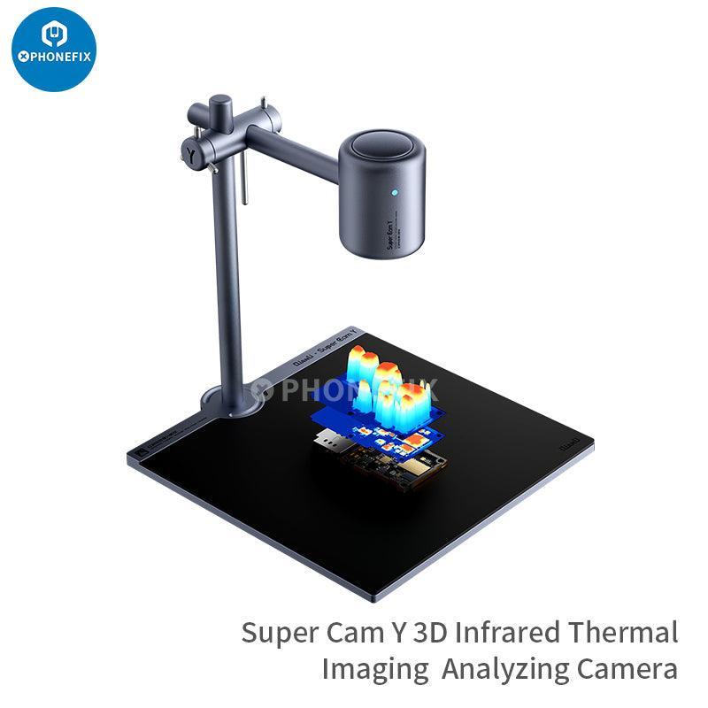 QIANLI SuperCam 3D Thermal Imager Camera for PCB troubleshooting, showing thermal view of electronic circuit board.