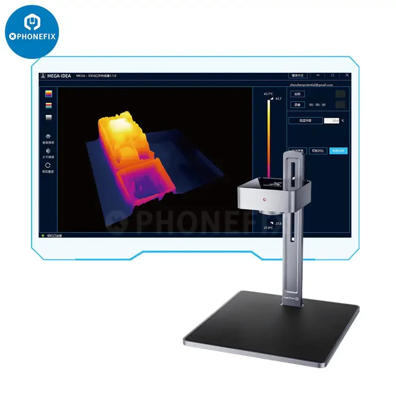Caméra thermique infrarouge 3D Qianli MEGA-IDEA Super IR Cam 2S&nbsp;: un design élégant qui met en valeur l’objectif et les capteurs infrarouges.