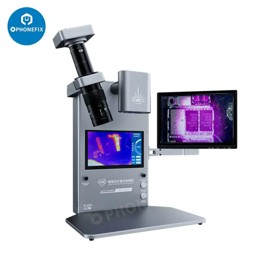 Machine de soudage et de démontage laser infrarouge PHONEFIX TBK R-2201 avec caméra thermique et écran HD pour des réparations précises.