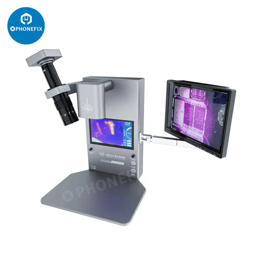 Machine de soudage et de démontage laser infrarouge PHONEFIX TBK R-2201 avec caméra thermique et écran HD pour des réparations précises.