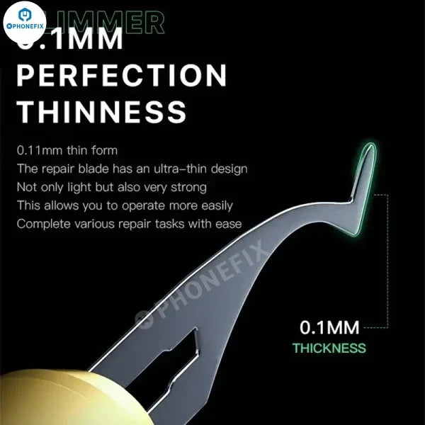 PHONEFIX Mechanic 008 degumming blade set with precision tweezers and knife tools for phone PCB repair, featuring professional-grade tips.