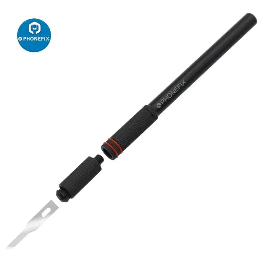 PhoneFix Face ID Dot Matrix Repair Blade Set with tweezers and precision knife tools for iPhone Face ID repair, includes handle and blade.