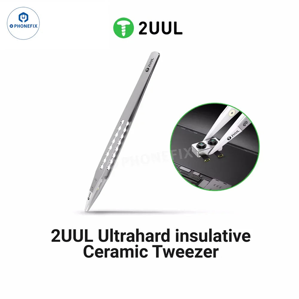 PhoneFix 2UUL TW31 ceramic tweezers for IC component disassembly, featuring precision tips for electronic repair.
