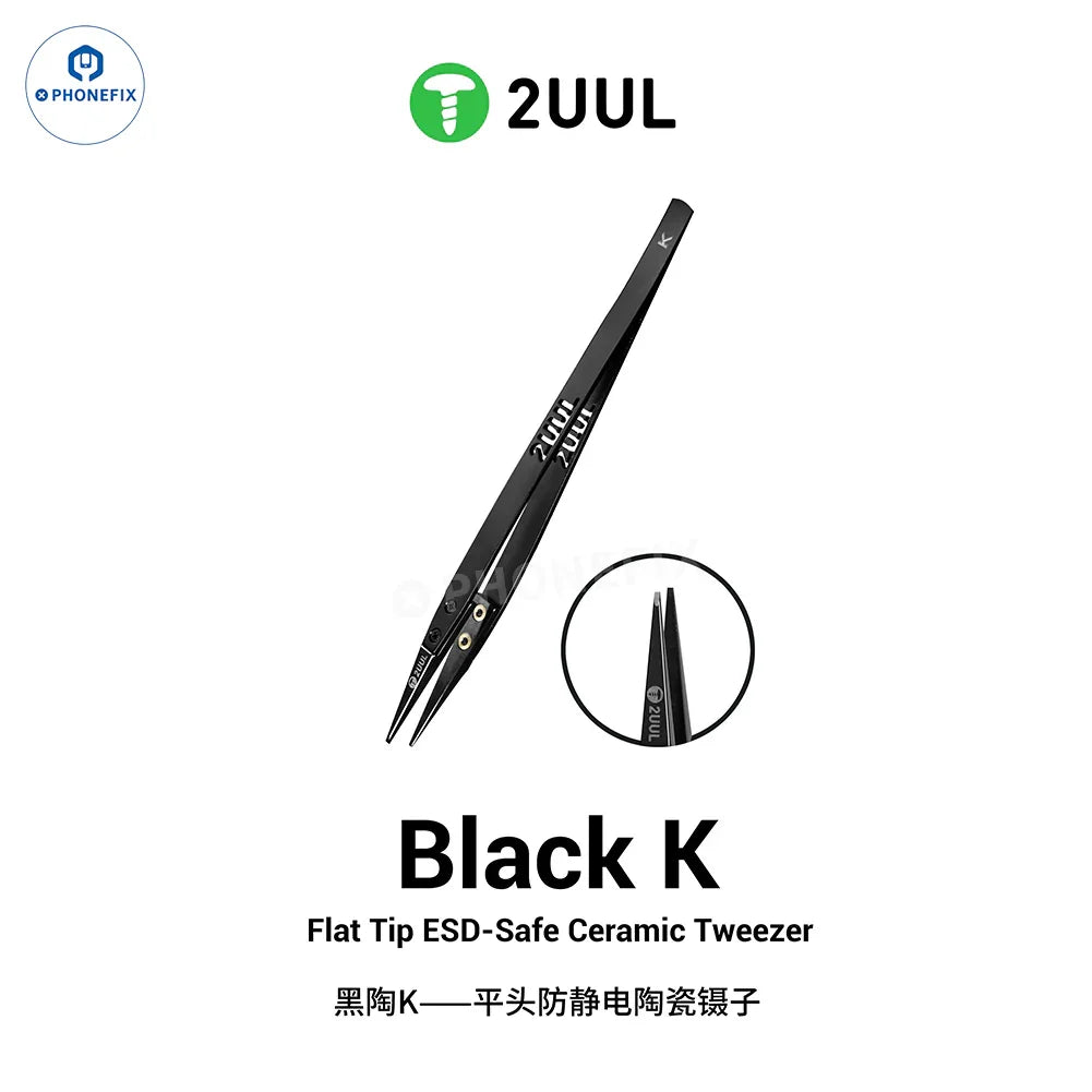 PhoneFix 2UUL TW31 ceramic tweezers for IC component pickup and disassembly, precision tool for electronics repair.