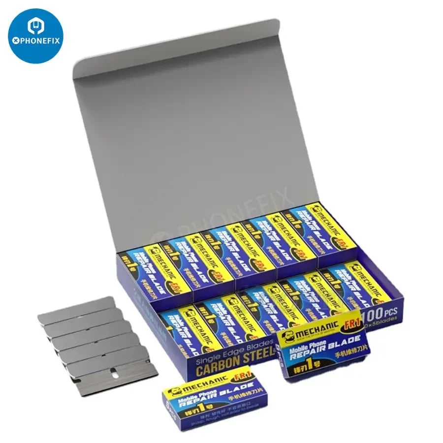 PhoneFix mechanic FR1 repair blade for removing LCD screen frame glue, part of tweezers and knife tools kit.