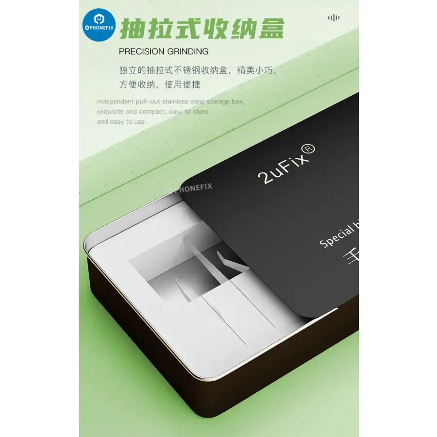 Juego especial de cuchillas curvas PHONEFIX 2uFix para la extracción de circuitos integrados, que incluye pinzas de precisión y cuchillas para la reparación de teléfonos móviles.