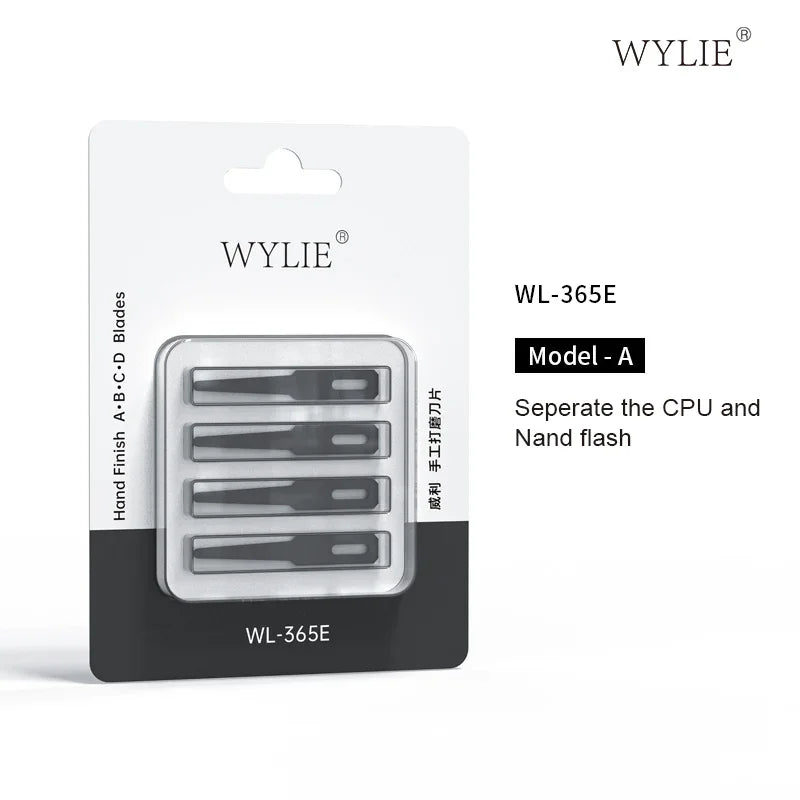 PhoneFix WYLIE Hand Finish Blades and Glue Removal CPU IC Pry Knife Set with tweezers and precision blades for electronic repairs.