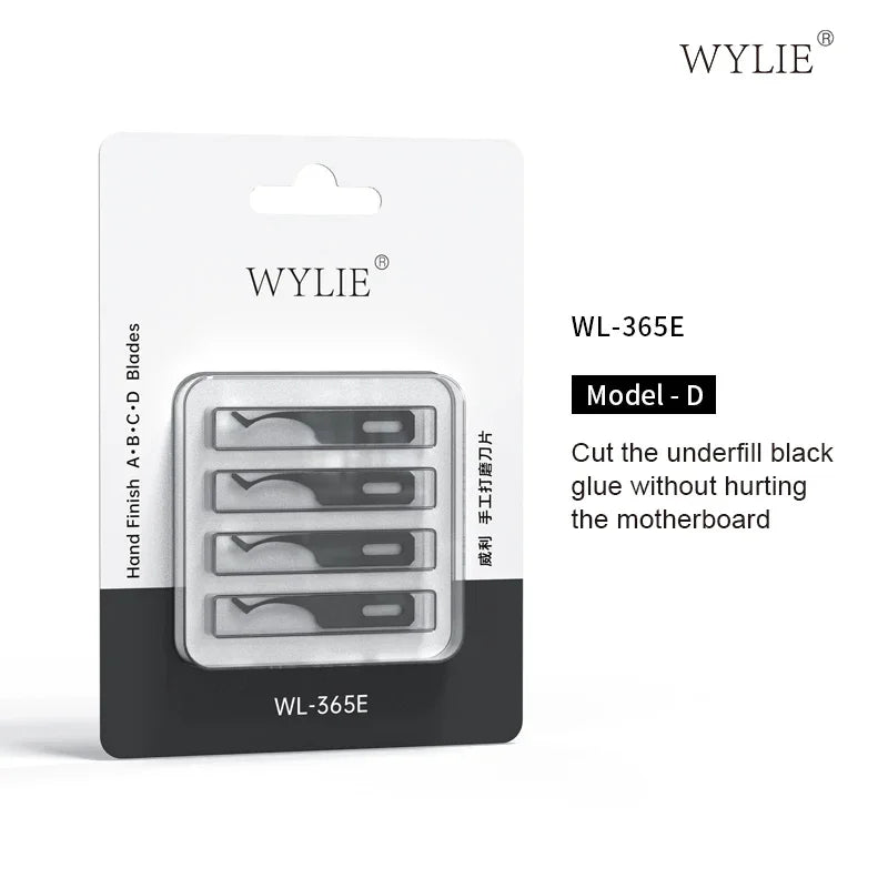 PHONEFIX WYLIE Hand Finish Blades and Glue Removal CPU IC Pry Knife Set with precision tweezers and blades for electronics repair.