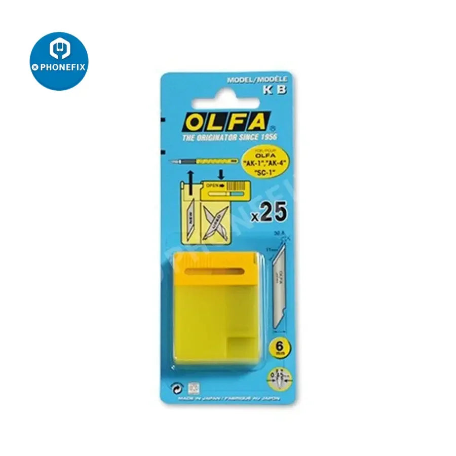 OLFA AK-1 art knife cutter with 25 KB blades, precision tool for detailed craft and art projects, from PHONEFIX.