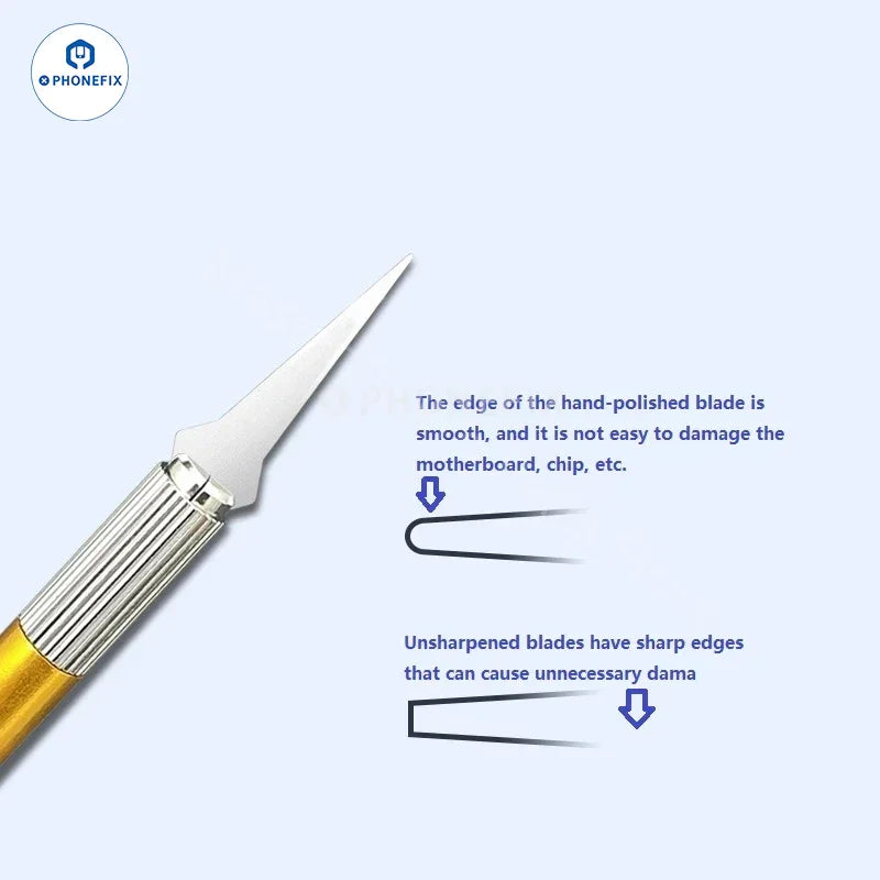 PhoneFix Amaoe D Series Blade for mobile phone repair, tweezers and knife tool for glue removal and precise screen repairs.