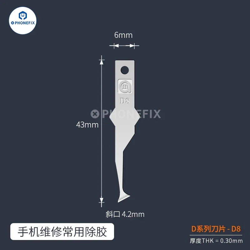 PhoneFix Amaoe D Series Blade for mobile phone repair, tweezers and knife tool for removing glue or adhesive.