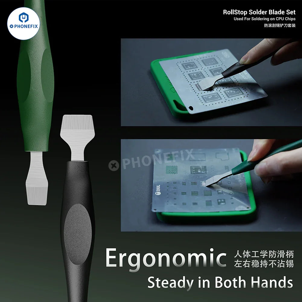 PHONEFIX 2UUL DA19 RollStop Solder Blade for phone CPU IC paste removal, featuring precision knife and scraper tool.