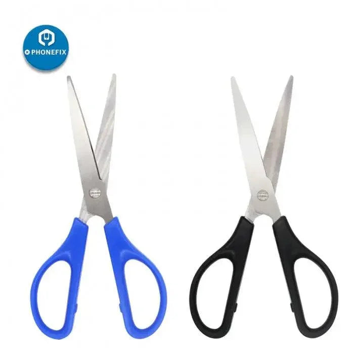 Stainless steel scissors from PHONEFIX, straight cutting tool for household DIY, with sharp blades and ergonomic handle.