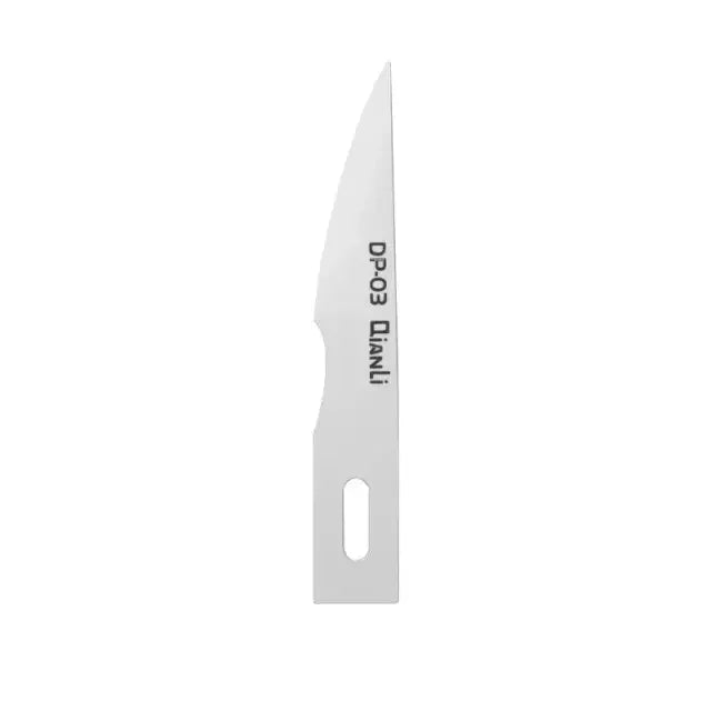 Qianli DP handmade polished knife blade and tweezers for phone PCB glue removal, part of PHONEFIX's precision tool set.