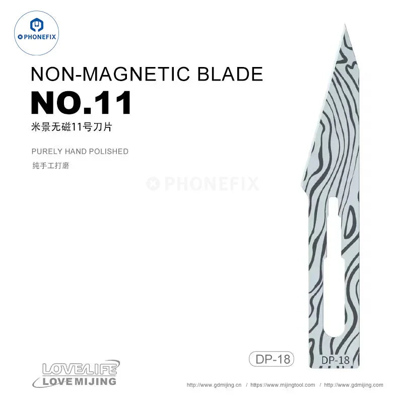 MiJing non-magnetic forged blade screen holder glue remover knife for precise phone repair, part of PHONEFIX tweezers and knife tools.