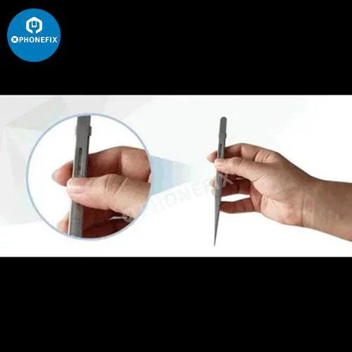Pince à épiler antistatique PhoneFix de type croisé avec tête droite pour la réparation de téléphones et la manipulation de composants électroniques de précision.