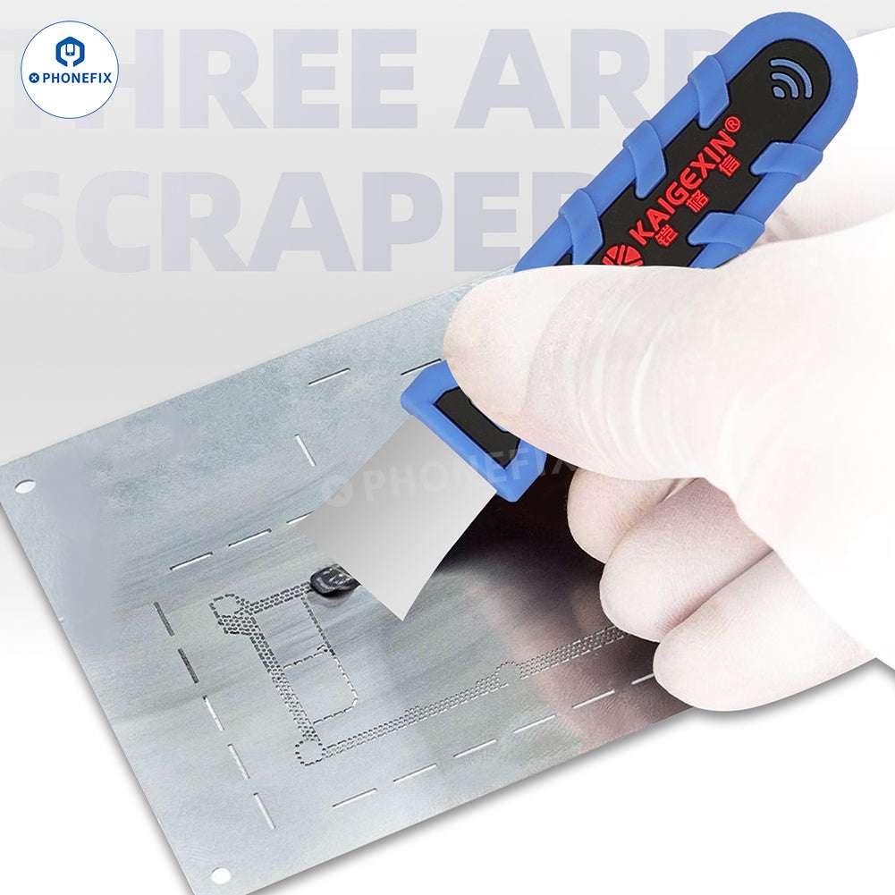 PHONEFIX KGX-3JK phone PCB repair scraper and shell opening knife, precision tool for glue removal and component separation.