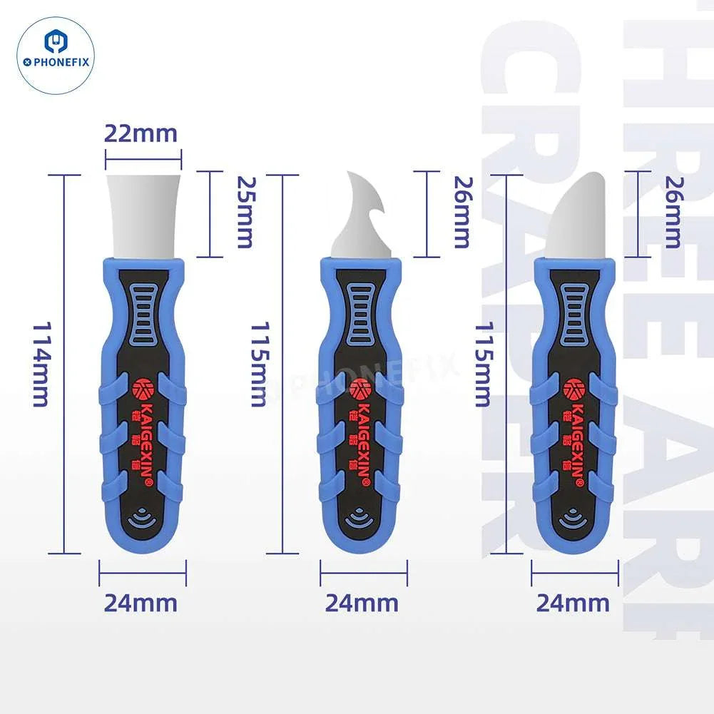 PHONEFIX KGX-3JK phone PCB repair knife with scraper for glue removal and shell opening, designed for precise electronics repairs.