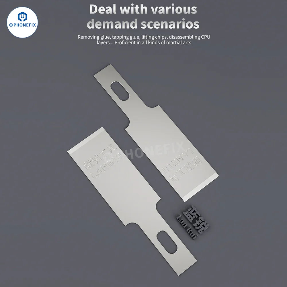 LANRUI 007 Cold Blade mobile CPU removal knife with precision edge for glue and component removal, ideal for phone repair.