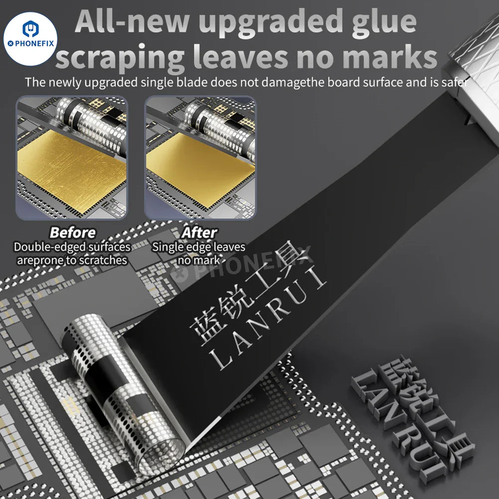 LANRUI 007 Cold Blade mobile CPU shovel knife, a precision tool for glue removal in electronics repair, with a sturdy metal blade.
