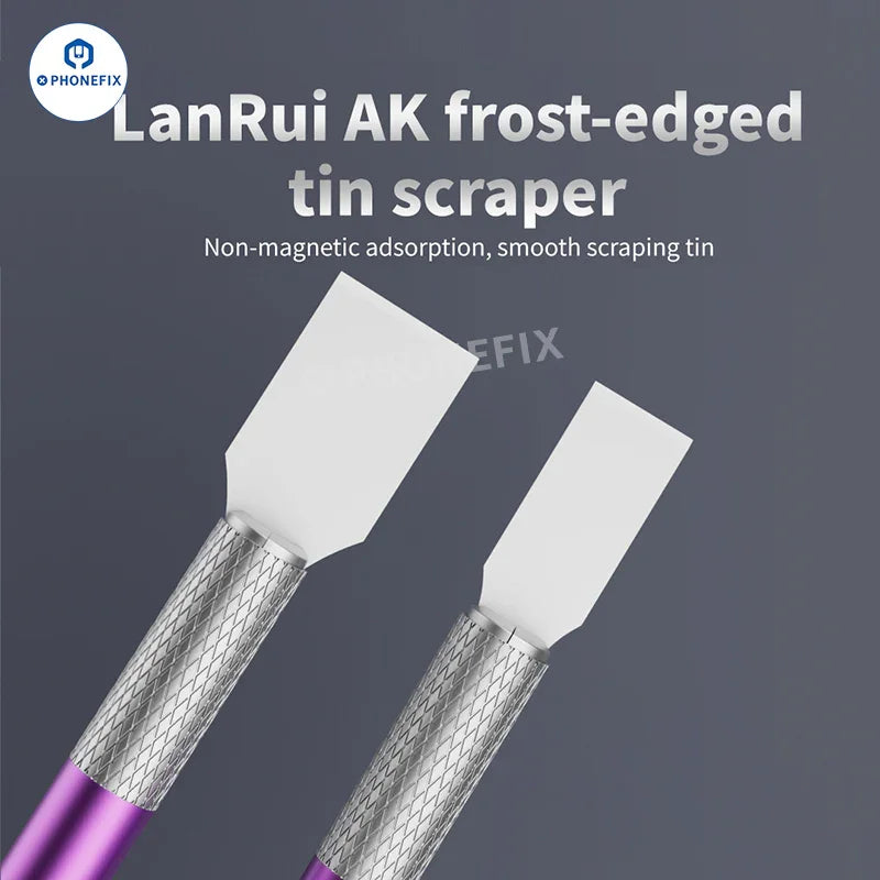 PhoneFix LanRui AK non-magnetic tin scraper for phone repair, solder paste blade, precision tweezers and knife tool for electronics repair.