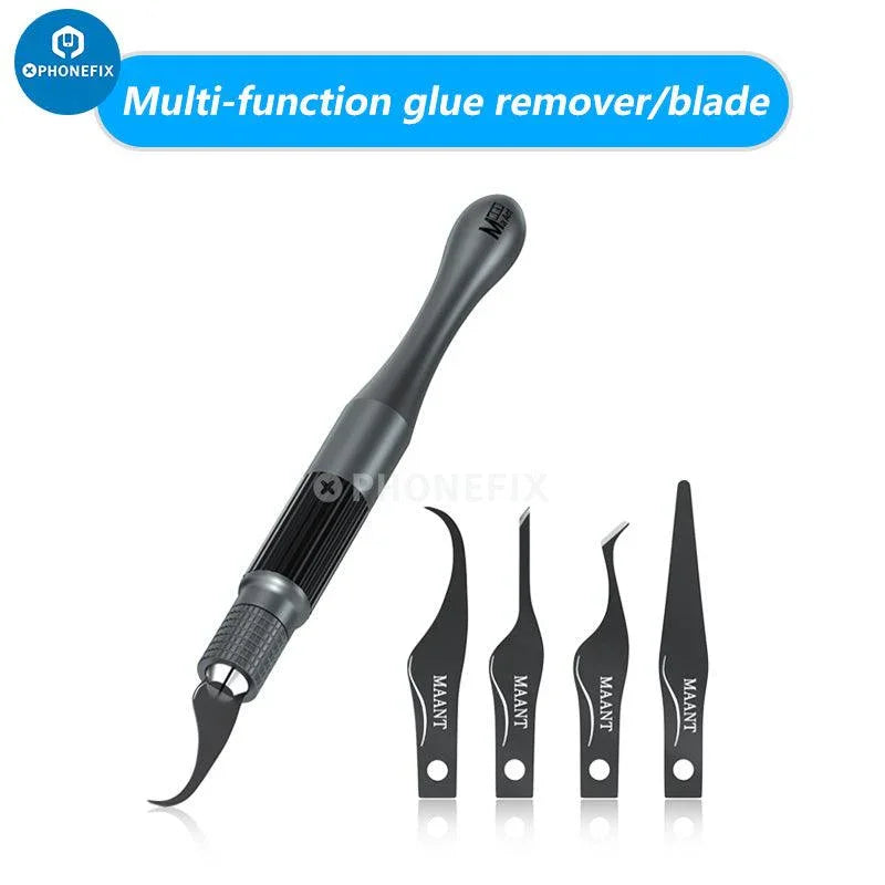 PHONEFIX MaAnt 4-in-1 motherboard and CPU IC glue removal knife set with tweezers and tools for electronics repair.