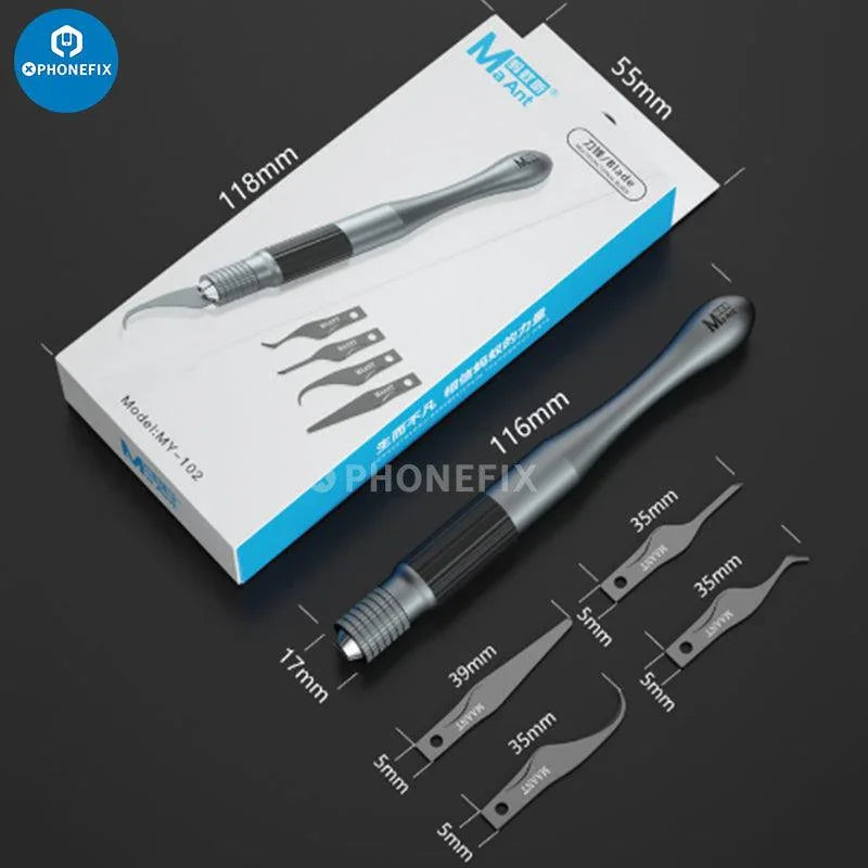 PHONEFIX MaAnt 4-in-1 motherboard CPU IC glue removal knife set with tweezers and tools for electronic repair.