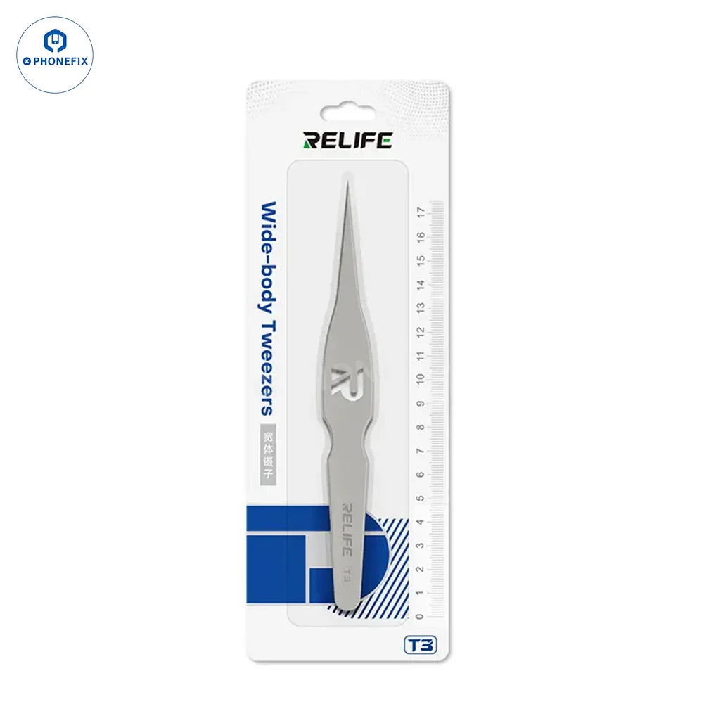 PHONEFIX wide body grip tweezers with ultra-fine pointed tips for mobile phone repair, ideal for precise electronic component handling.