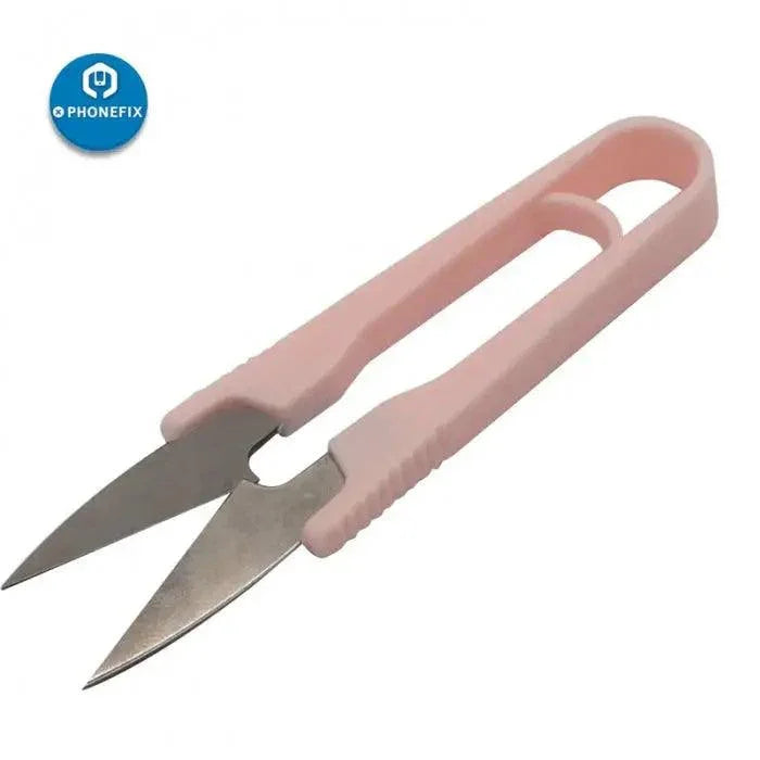Portable stainless steel U-type scissors from PHONEFIX for DIY cable cutting and precise hand tool tasks.