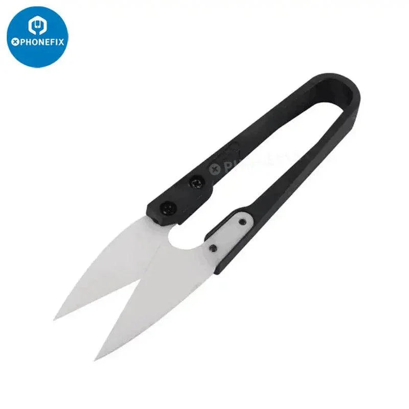 Portable stainless steel U-type scissors from PHONEFIX, DIY cable cutter hand tools, with metal handles for precise cutting.