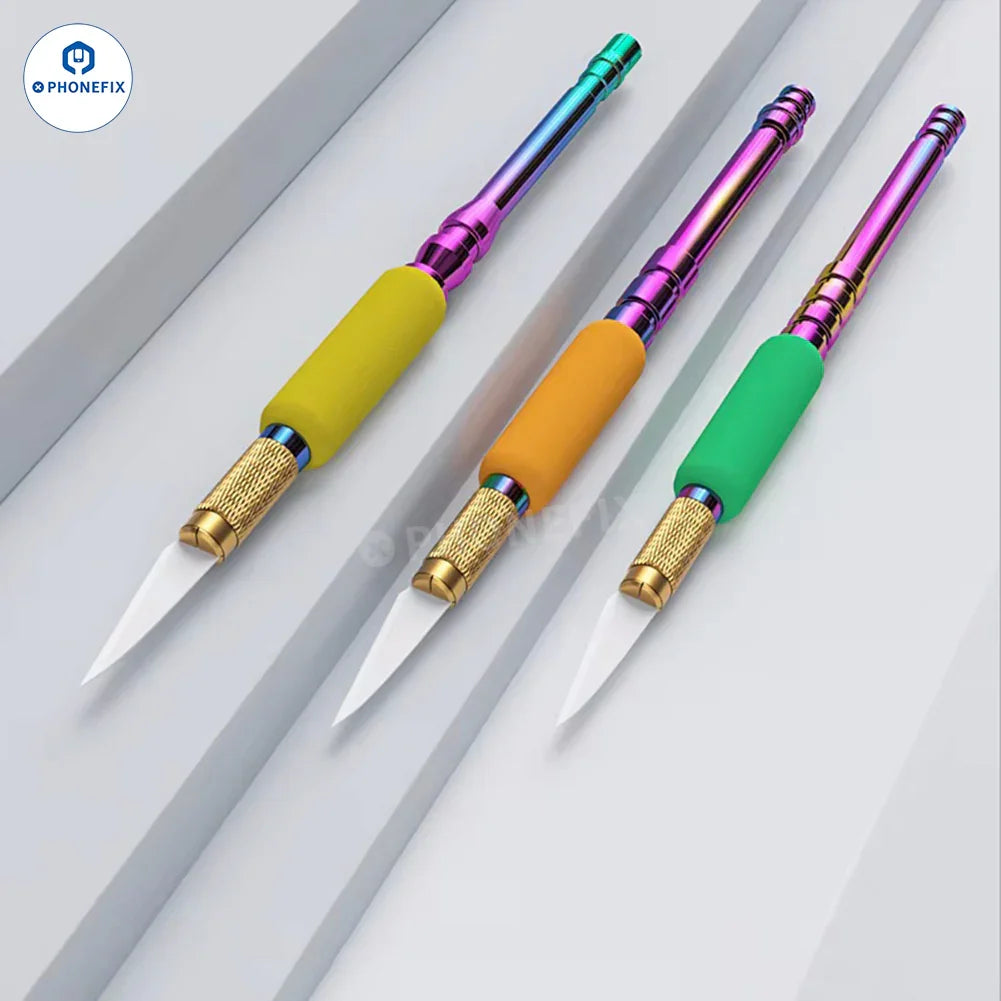 MIJING TC-10 ceramic carving knife for IC glue removal, part of PHONEFIX tweezers and knife tools collection.