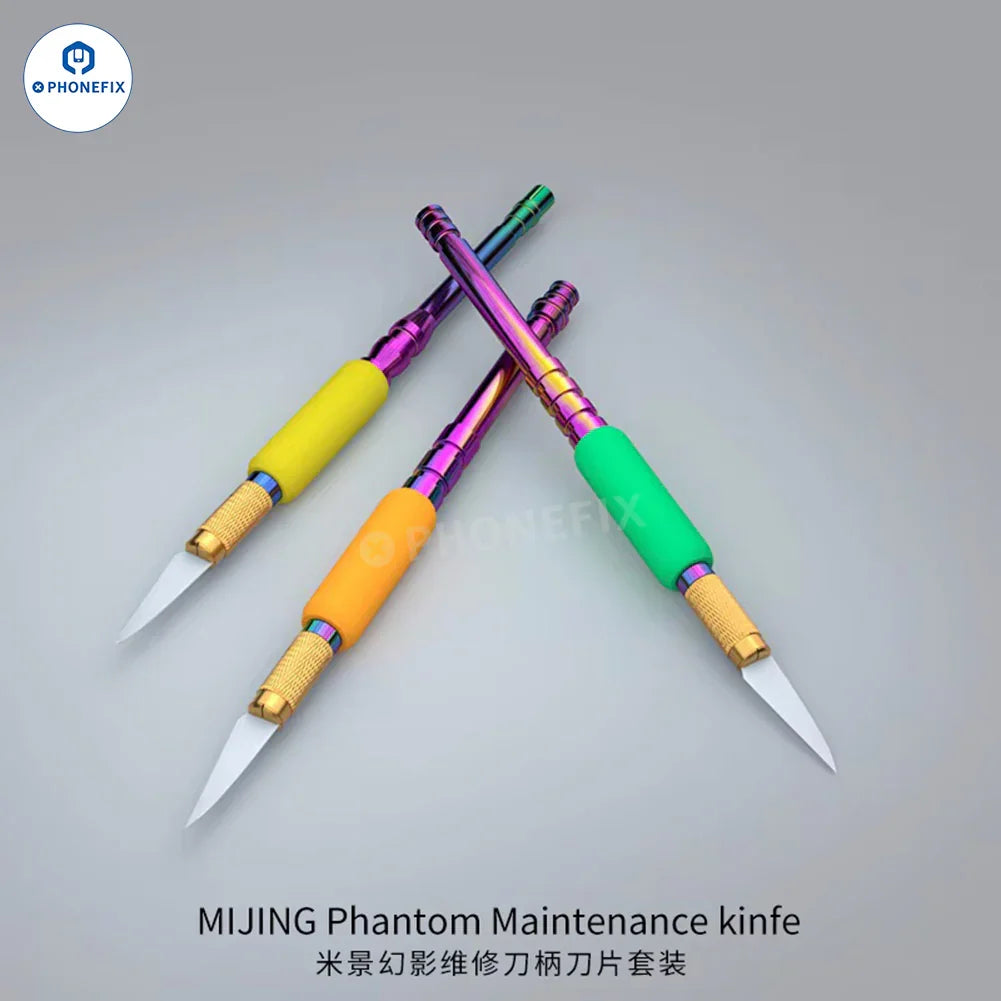 MIJING TC-10 ceramic carving knife and IC glue removal tool from PHONEFIX, precision tweezers and blade for electronics repair.