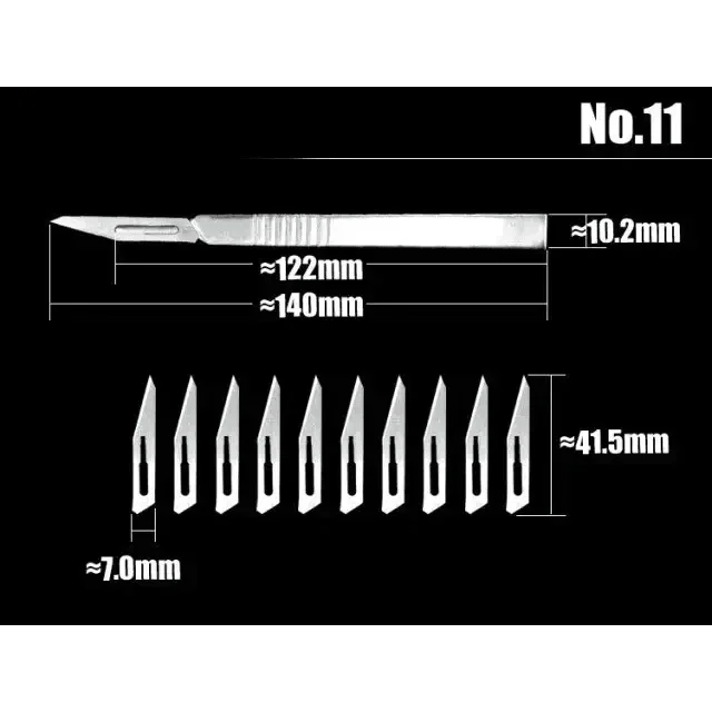 Set of 10 stainless steel graver scalpel blades for DIY cutting tools, designed for precision cutting and detailed work.