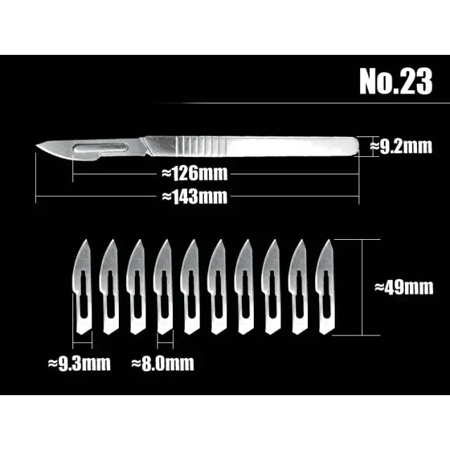 Set of 10 stainless steel graver scalpel blades for DIY cutting, compatible with PHONEFIX tweezers and knife tools.