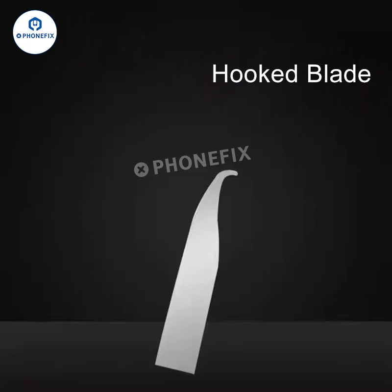 PhoneFix moderate hardness YCS manual blades for phone CPU soldering repair, featuring pointed tweezers and knife tools.