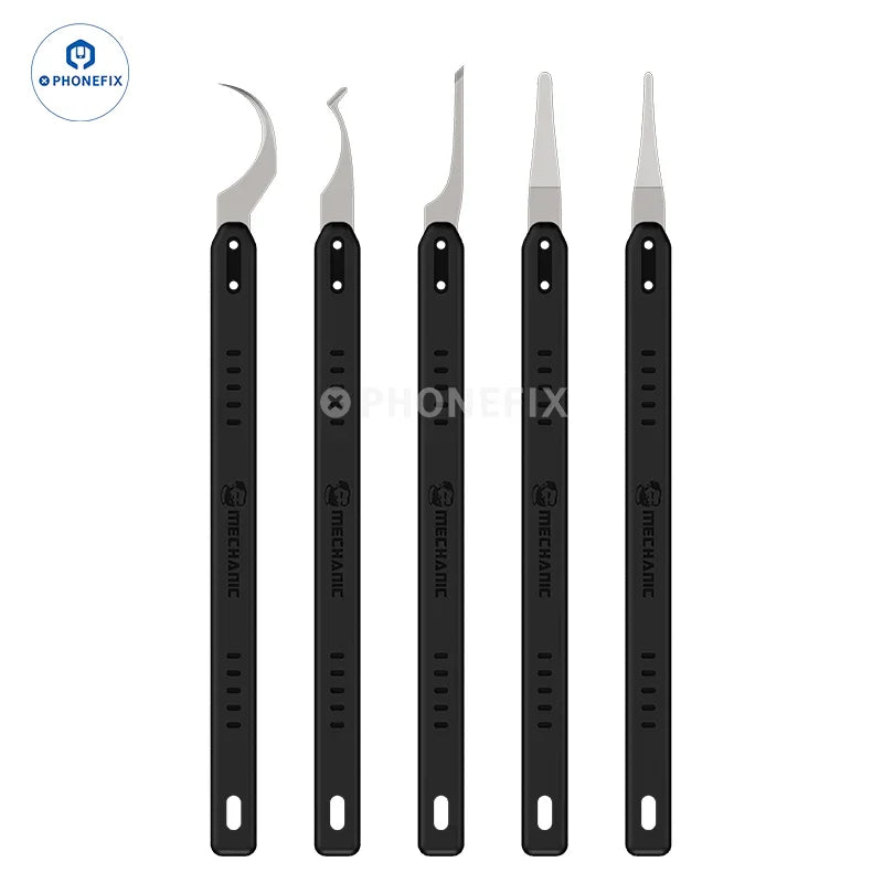 PHONEFIX MECHANIC Quick Edge 7 integrated blade set for prying, glue removal, and precise phone repair tasks.
