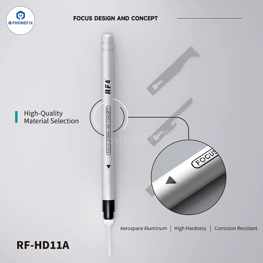 PhoneFix RF4 RF-HD11A RF-HD12B RF-KH13A repair blade scraper set with precision tweezers and knives for phone repair.
