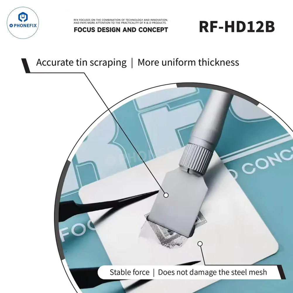 PhoneFix RF-HD12B phone repair blade scraper set tool, close-up view of the precision knife for electronics repair.