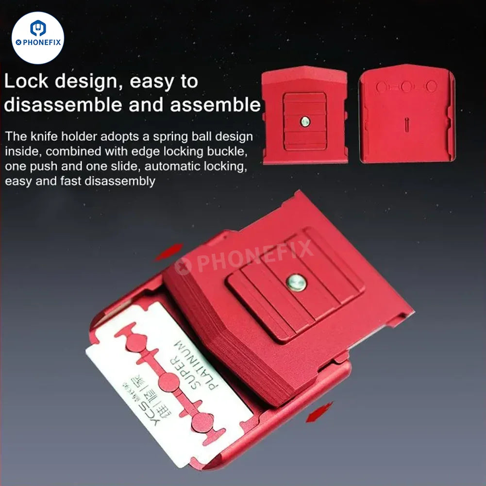 PhoneFix YCS Tools double-sided knife and tweezers for phone screen glue removal, precision blade kit for device repair.