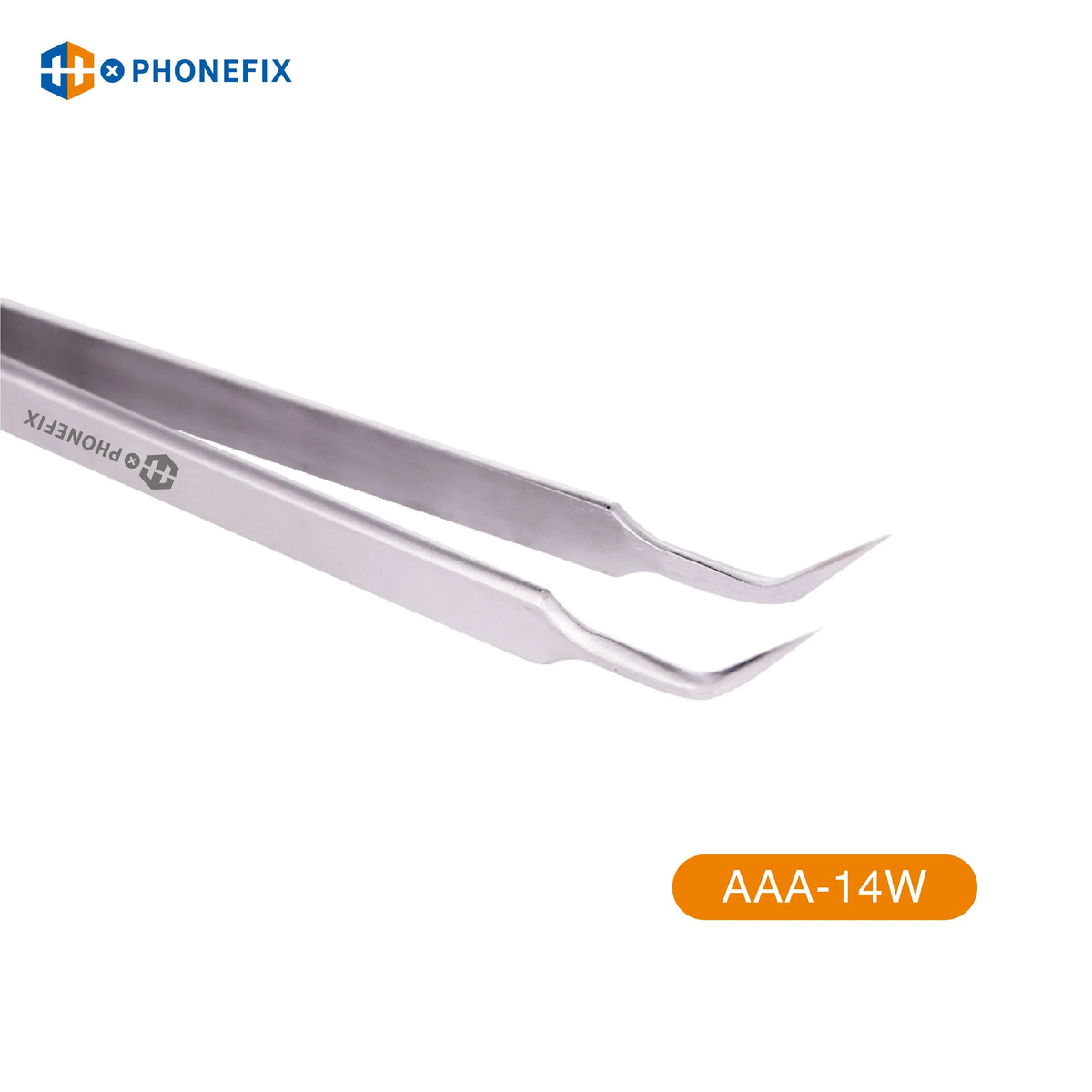 PhoneFix stainless steel anti-static precision pointed tweezers for detailed electronics and delicate object handling.
